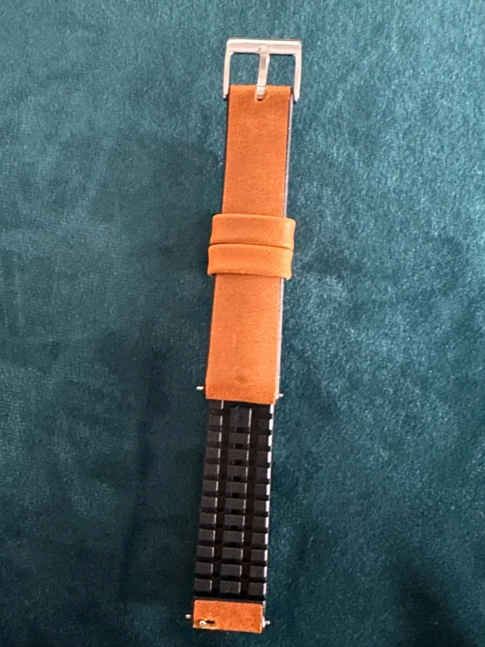 Brown Leather & Black Rubber Hybrid Watch Strap for Men